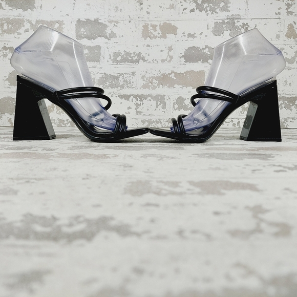 NEW Abound Austyn Black Square Open Toe Tubular Strappy Heeled Sandals M250 - Picture 7 of 12